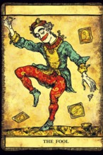 Classical representation of tarot card The Fool symbolizing innocence, freedom, originality,