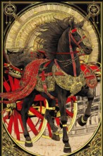 Modern representation of tarot card The Chariot symbolizing victory, success, determination, hard