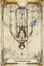 Modern representation of tarot card The Reverse Hanged Man symbolizing resistance, refusal to