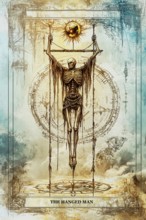 Modern representation of tarot card The Hanged Man symbolizing uncertainty, lack of direction,
