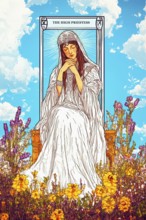 Classical representation of tarot card The High Priestess symbolizing desirability, mystery,