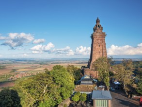 The Kyffhäuser monument at the Kyffhausen Imperial Castle, in the back the Goldene Aue, near Bad