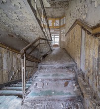 Staircase of a former sanatorium, Lost Place, Thuringia, Germany