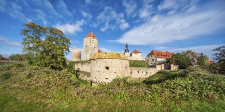 Querfurt Castle with defensive towers and bastion roundel, Querfurt, Saxony-Anhalt, Germany