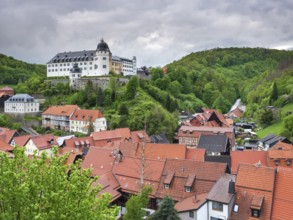 View of Stolberg with the castle and half-timbered houses of the historic old town, Stolberg im
