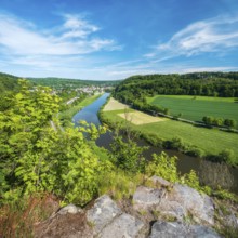View of the Weser from the Hanoverian Cliffs towards Bad Karlshafen, Beverungen, Höxter, East