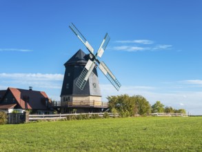The Dutch windmill in the village of Linda near Neustadt an der Orla, Thuringia, Germany