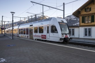 BLS passenger train with Kambly advertising, Zweisimmen, Switzerland