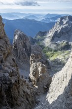 Cliffs and mountains in the Brenta Mountains, Scharte Bocca degli Armi, Brenta-Adamello Natural