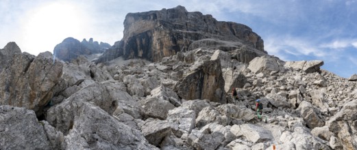 Rocky mountain landscape, Via Ferrata SOSAT via ferrata, Brenta Mountains, Trentino, Italy