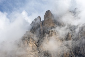Fog, Rocky Mountain Peaks and Mountain Landscape, Brenta Mountains, Brenta-Adamello Natural Park,