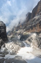 Fog, Rocky Mountain Peaks and Mountain Landscape, Brenta Mountains, Brenta-Adamello Natural Park,
