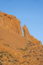 Rock formation, orange rocks in the dry desert landscape Spitzkoppe, Spitzkoppe, Namibia