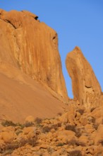 Rugged rock formation next to a narrow gorge near Spitzkoppe, Spitzkoppe, Namibia
