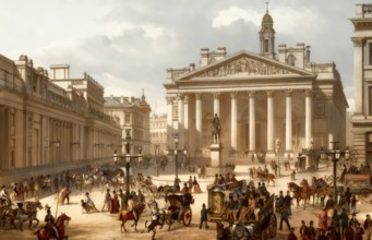The Royal Exchange and the Bank of England, London, 19th century