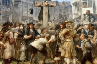 Titus Oates, 1649-1705, into the pillory at the gate of Westminster Hall, an English perjurer who