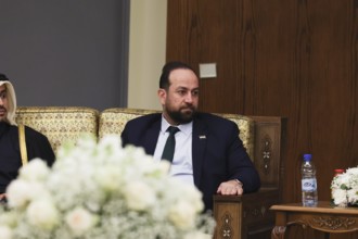 In Damascus, Syria on February 5, 2026, Syrian Foreign Minister Assad al-Shaibani meets with the