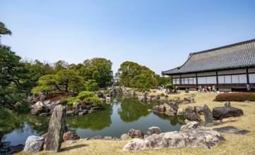 Ninomaru Garden with Pond and Ninomaru Palace, Former Imperial Villa, Nijo Castle, Kyoto, Japan