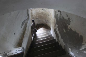 The picture shows the interior of the Chindia Tower, the staircase shown leads through the historic
