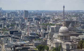 View of London city center from Sky Gardens with St. Paul's Cathedral and BT Communication Tower,