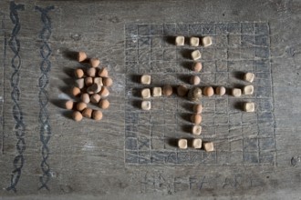 Historic Northern European Viking board game Hnefatafl or Tablut, strategy game for two players