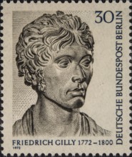 Friedrich David Gilly (1772-1800) was a German architect. Portrait on German postage stamp