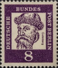 Johann Gutenberg, (about 1400-1468) a German book printer and inventor. Portrait on a German