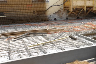Construction site, iron reinforcement, concrete work