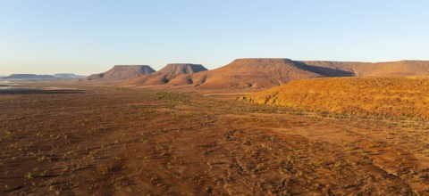 Aerial view, arid desert landscape, hills in Damaraland, Namibia