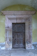 Entrance portal of the late Gothic three-nave hall church, 15th century, Birthälmer fortified