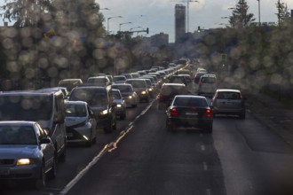 Evening rush hour when it rains, Klausenberg, Transylvania, Romania