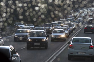 Evening rush hour when it rains, Klausenberg, Transylvania, Romania