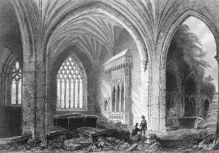 Interior of the ruins of Holycross Abbey Church, former Cistercian monastery, Holycross Village,