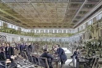 The House of Representatives in Washington, America, Johnson's impeachment trial in the United