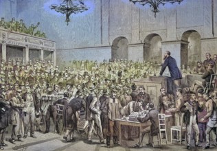 A meeting of workers in Vienna, Austria, Vienna Uprising or October Revolution/A meeting of workers