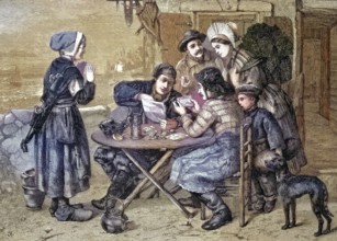 The family bought a lottery ticket and compared it with the winning list. Gambling in the 19th