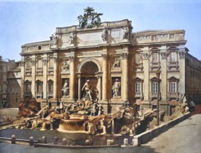Historical photo (ca 1880) of the Trevi Fountain, Fontana di Trevi, a fountain in the Trevi