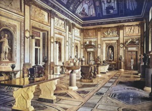 Historisches Foto (ca 1880) der Villa Borghese Pinciana innen, Museum, Skulpturen, Rom, Italien /
