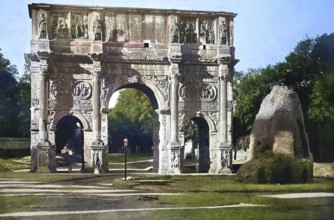 Historisches Foto (ca 1880) des Konstantinbogens, Arco di Costantino, ein Triumphbogen in Rom,