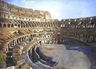 Historical photo (ca 1880) of the Colosseum or Coliseum, also the Flavian Amphitheatre,