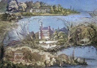 Landscapes on Lake Starnberg, Lake Starnberg, Bavaria, Germany, the Palais Berg, the Schimon House