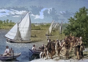 Regatta, boat race, sailboats on the Wannsee in Berlin, Germany/regatta, boat race, sailing boats