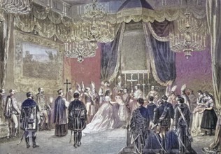 Baptism of the newborn Archduchess of Austria in the village of Ofen, Austria, Marie Therese of