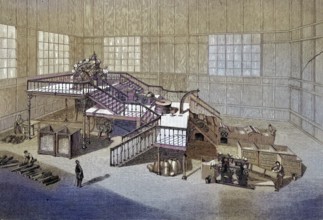 Heinrich Völter's paper mill at the World Fair in Paris, France, papermaking, industry of the