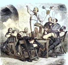 Studenten in ein Studentenbar/Students in a student bar, historical, digitally restored