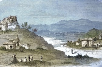 Abyssinian expedition of 1868, the English military camp near Addigraht, Abyssinia,