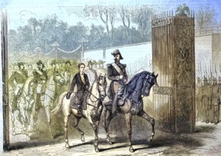 Emperor Napoleon and his son at the Revue in Paris on August 14, 1868, France/Emperor Napoleon and