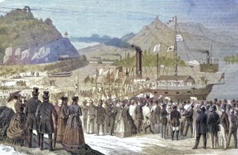 50th anniversary of the University of Bonn, Rhine trip by steamship to Rolandseck, Germany/50th