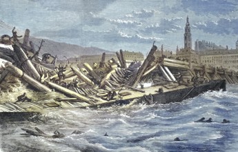 The collapse of the bridge of Linz, Austria, 1868/The collapse of the bridge of Linz, Austria,