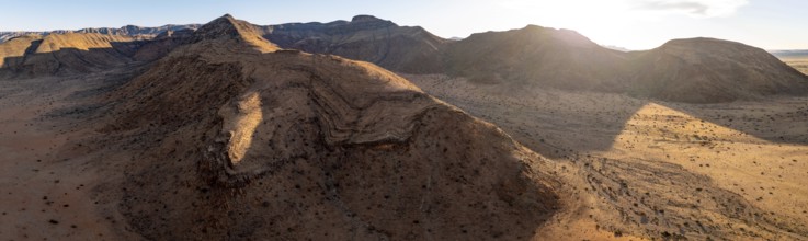 Aerial view of Naukluft Mountains in the evening, desert and dry mountains, Namibia